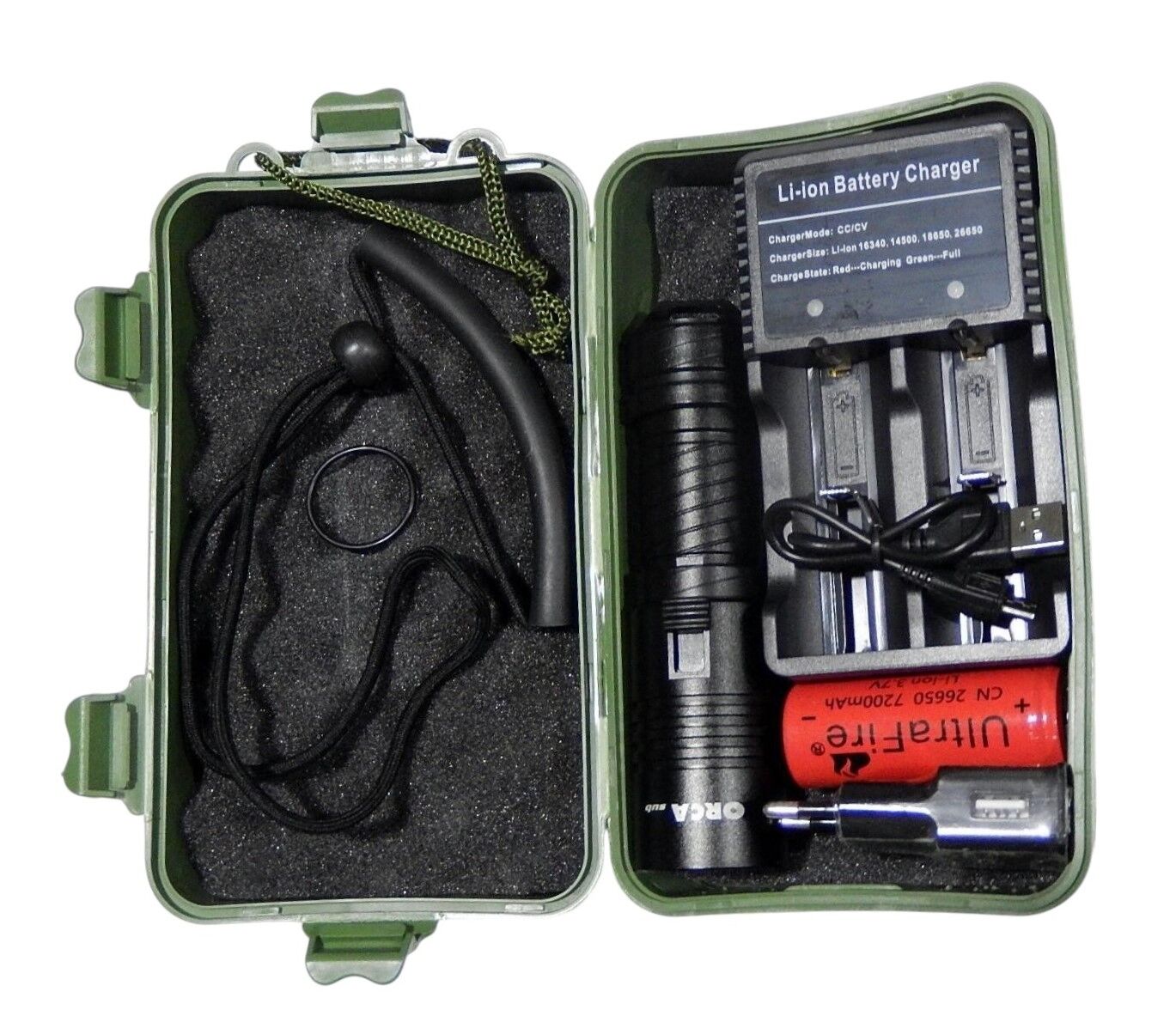 MX-1000 Lümen Dalış Feneri + Pil + Şarj Aleti