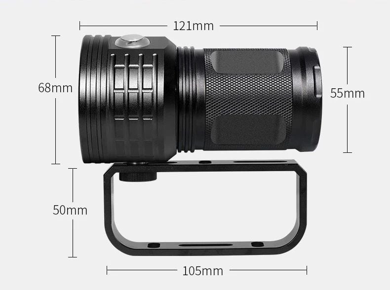 IPX8 27 LED'li 12000 Lümen Dalış Feneri - Pil Dahil