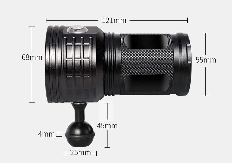 IPX8 27 LED'li 12000 Lümen Dalış Feneri - Pil Dahil