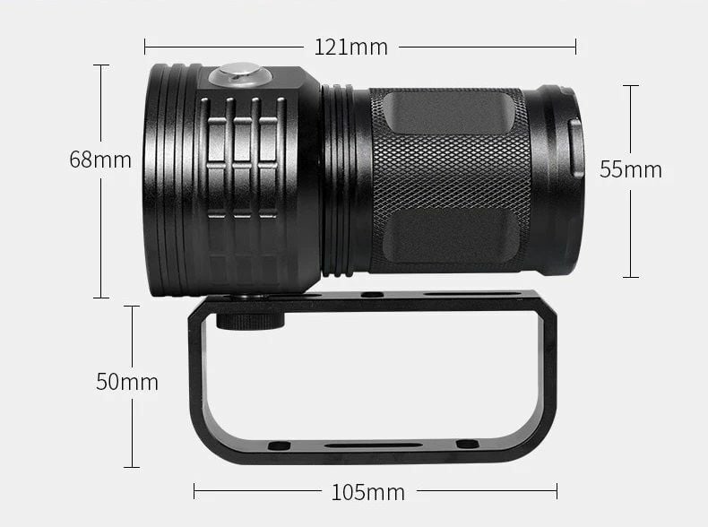 IPX8 27 LED'li Dalış Feneri - Pil ve Şarj Cihazı Dahil