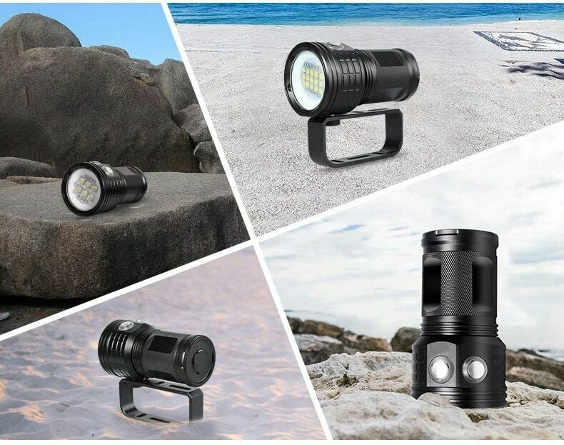 IPX8 27 LED'li 12000 lümen Dalış Feneri - Pil ve Şarj Cihazı Dahil